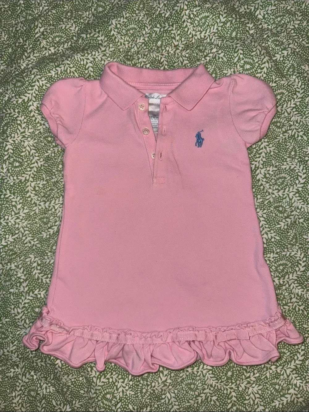 Ralph Lauren Pink Polo Ruffle-Hem Baby Girl Dress